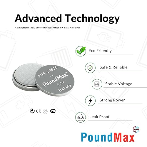 Miniatura 3 de PoundMax AG4 LR626 Baterías 1.5v Batería alcalina de botón - 10 unidades