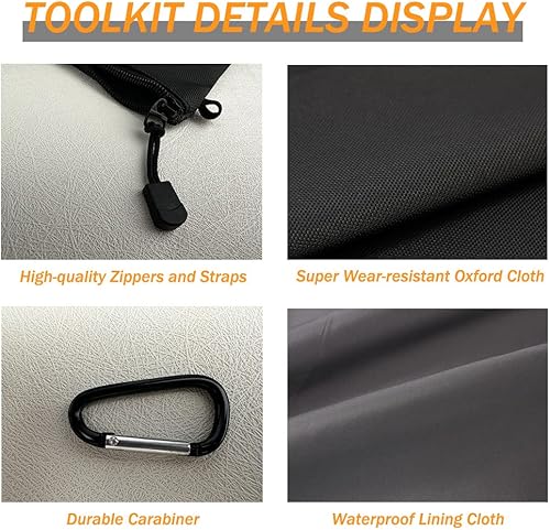 Miniatura 2 de Bolsa de lona impermeable con cremallera con gancho de escalada, bolsa de herramientas pequeña multiusos para hombres, bolsa de almacenamiento para