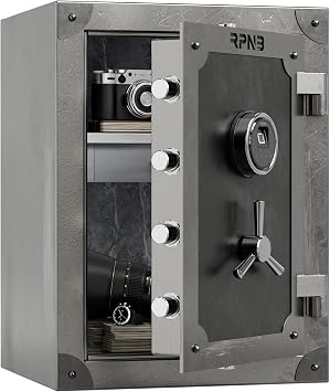 RPNB Biometric Safe, Retro Style Fingerprint Safe Box with Touch Screen, Interior Jewelry Drawer, Large Home Safes Perfect for Home Office Hotel, 2.62 cuft, Antique Silver