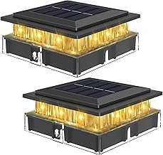 Lot de 2 Capuchon de Poteau Solaire, Lampes Solaires Capuchons de clôture 4x4 Clôture Solaire Cap Light pour Clôture de patio, véranda, terrasse Poteaux en bois/vinyle