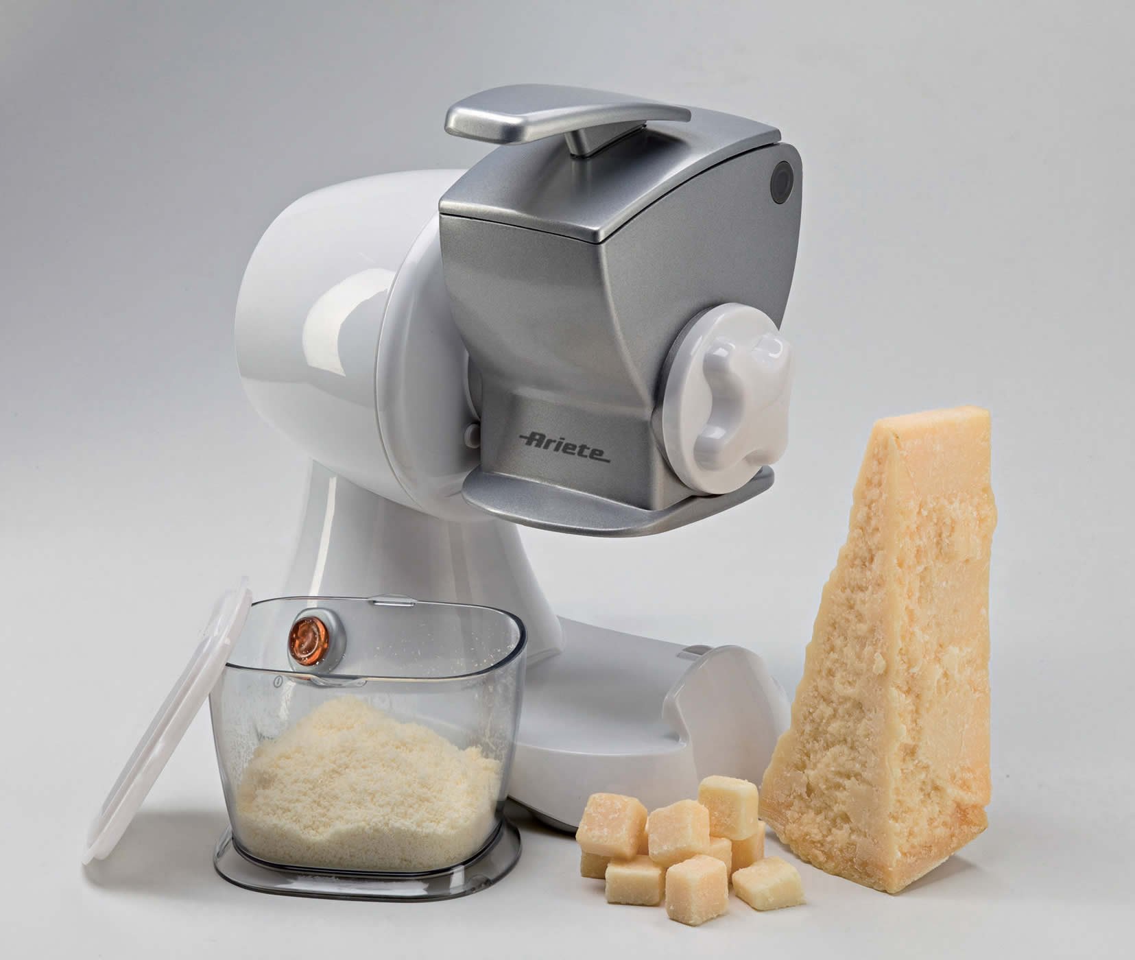 448 Gratì Professional - Grattugia elettrica con rullo professionale, Contenitore estraibile con tappo salvafreschezza, 120W
