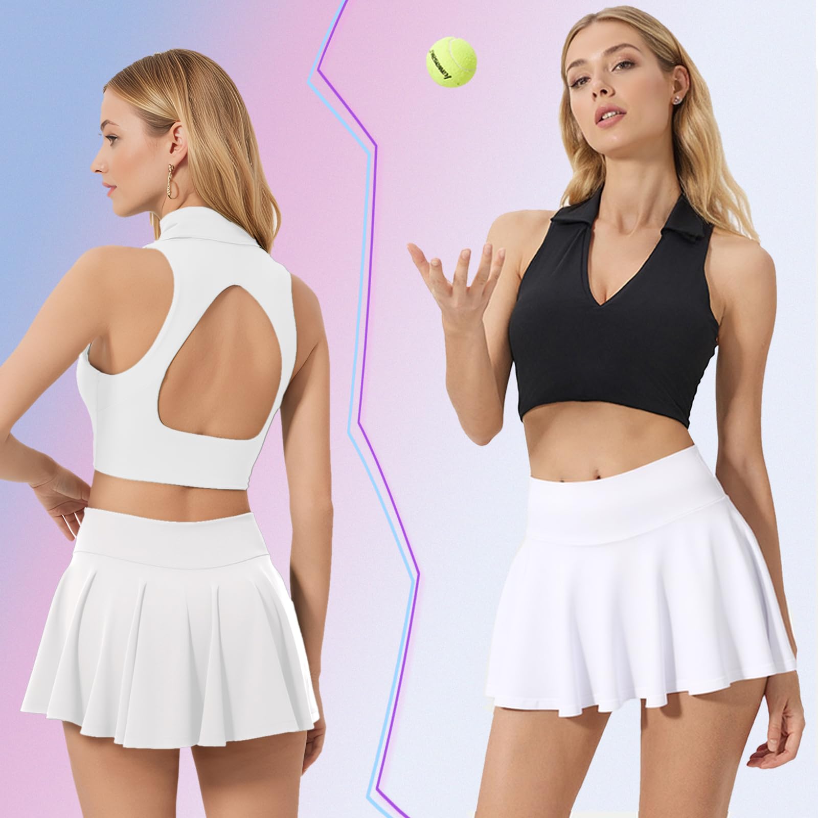 Faldas de Tenis para Mujer Falda Deportiva Plisada 2 en 1 Mini Faldas Pantalón Skorts de Golf con Pantalones Cortos Bolsillo para Correr Yoga Fitness Ciclismo Ejercicio Casual