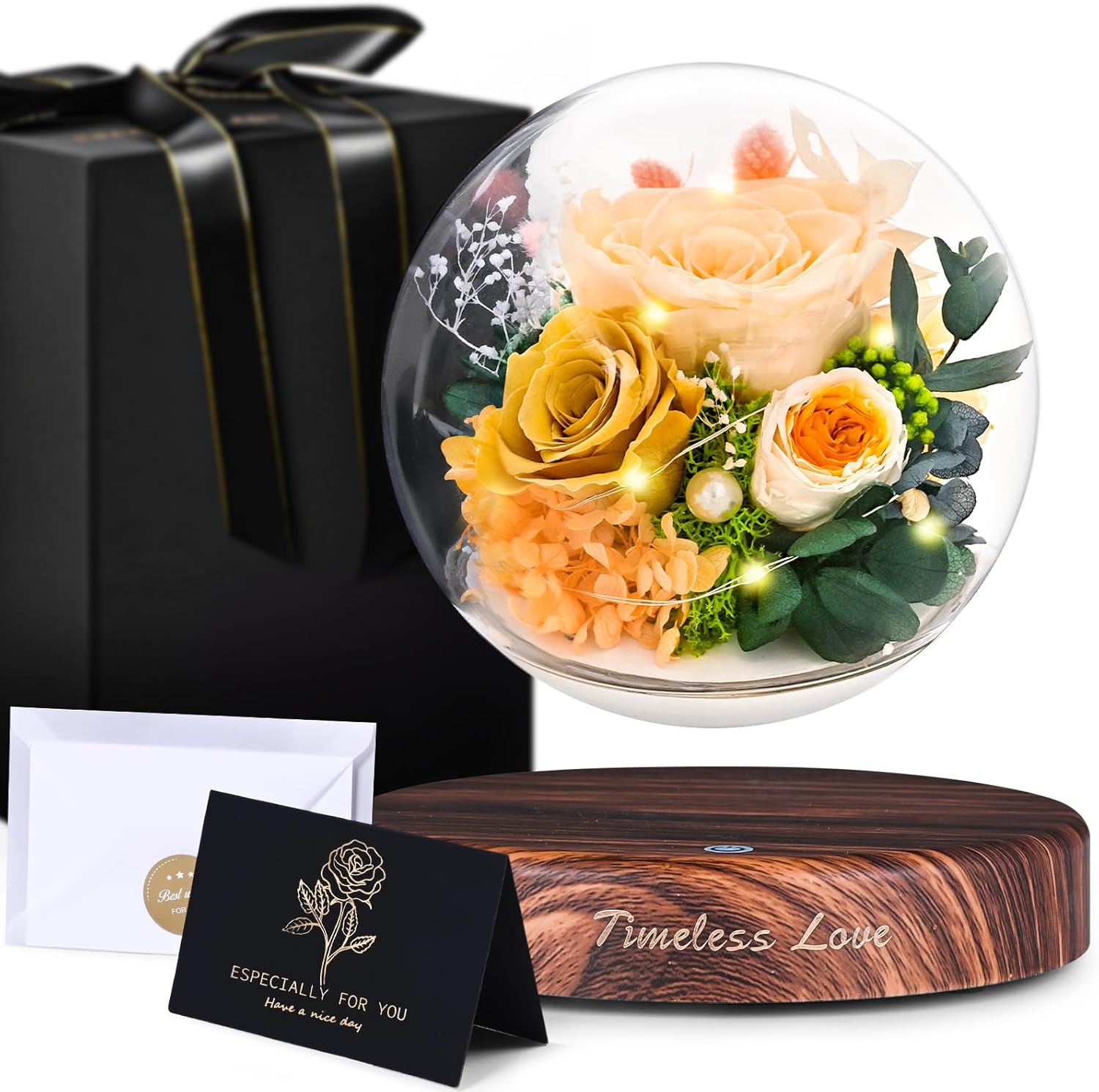 ASPMIZ Magnetic Levitation Forever Flower 2026 with LED Light Rotating Flower Sphere, Luxury Mother Day Flowers Gifts Box with Card for Mom Daughter Wife Grandma