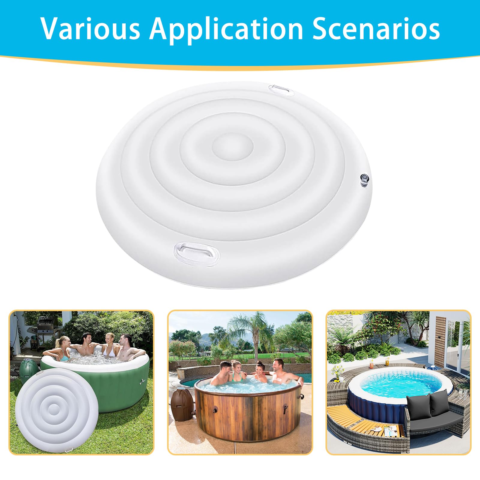 Runde Whirl-poolabdeckung, Aufblasbare Badewannenabdeckung Mit Griffen, Premium Energiesparende Whirl-Pooldeckel, Universelle Aufblasbare Whirlpool-Abdeckung (Runde-135CM)