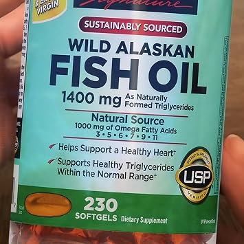 Wild Alaskan Fish Oil 1400mg 230 Count. Value Pack Sustainably Sourced Omega 3 Softgels Premium Cold Pressed Natural Triglycerides