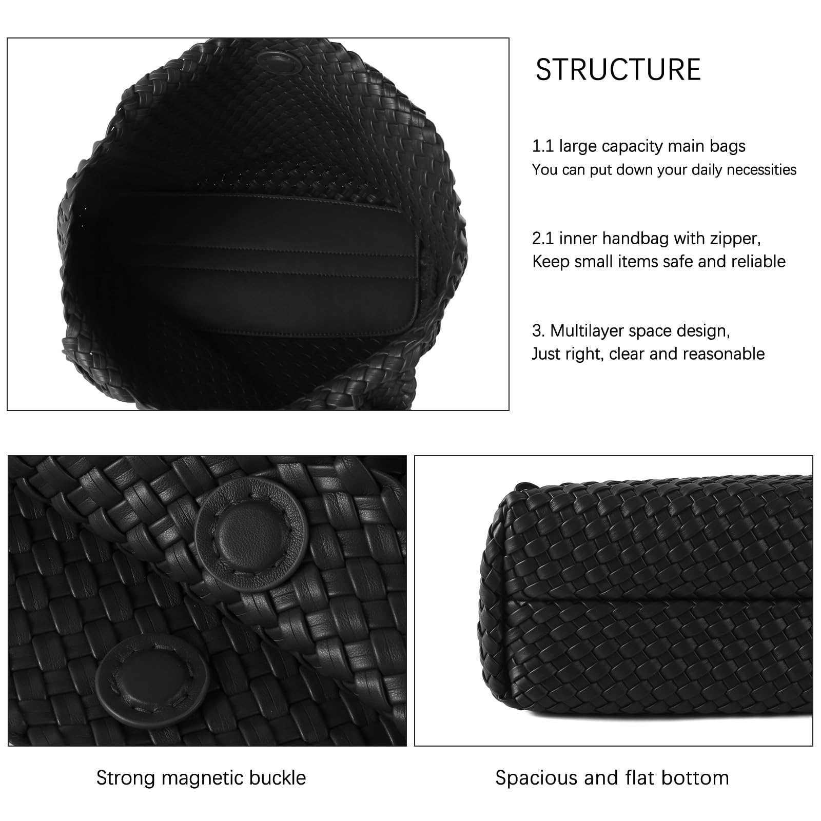 Handgewebte Tasche für Damen, oberer Griff, Schultertasche, veganes Leder, groß, für Reisen, Strand, Hobo-Handtasche