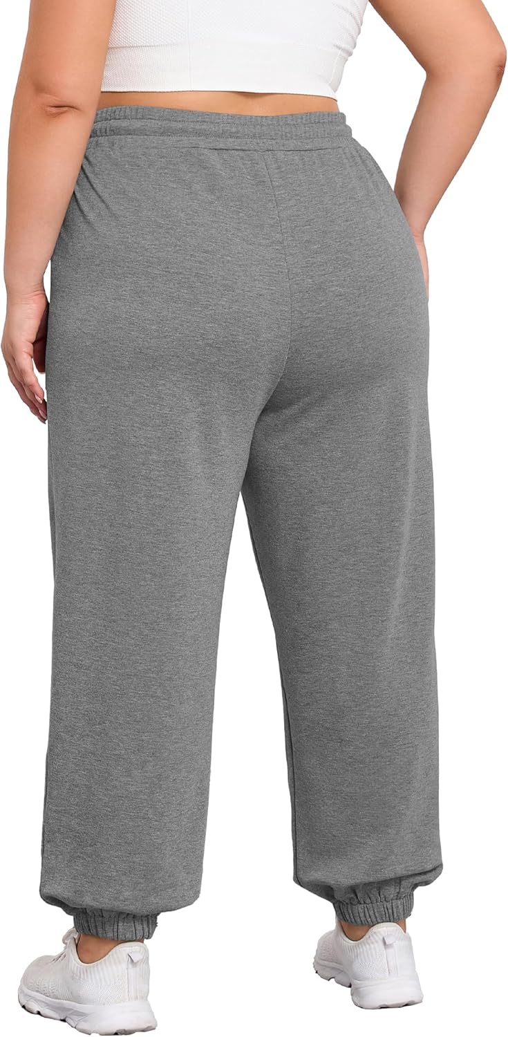 FOREYOND Plus Size Sweatpants for Women Casual Lounge Yoga Joggers Elastic Waist Workout Active Sweat Pants with Pockets - Image 2