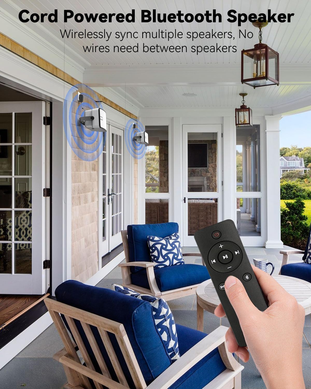 Głośniki Bluetooth 400 W, wodoodporne IPX5, mocny bas, bezprzewodowa synchronizacja z 100 głośnikami, montaż ścienny na patio, werandę, garaż, parę (MZ-621)