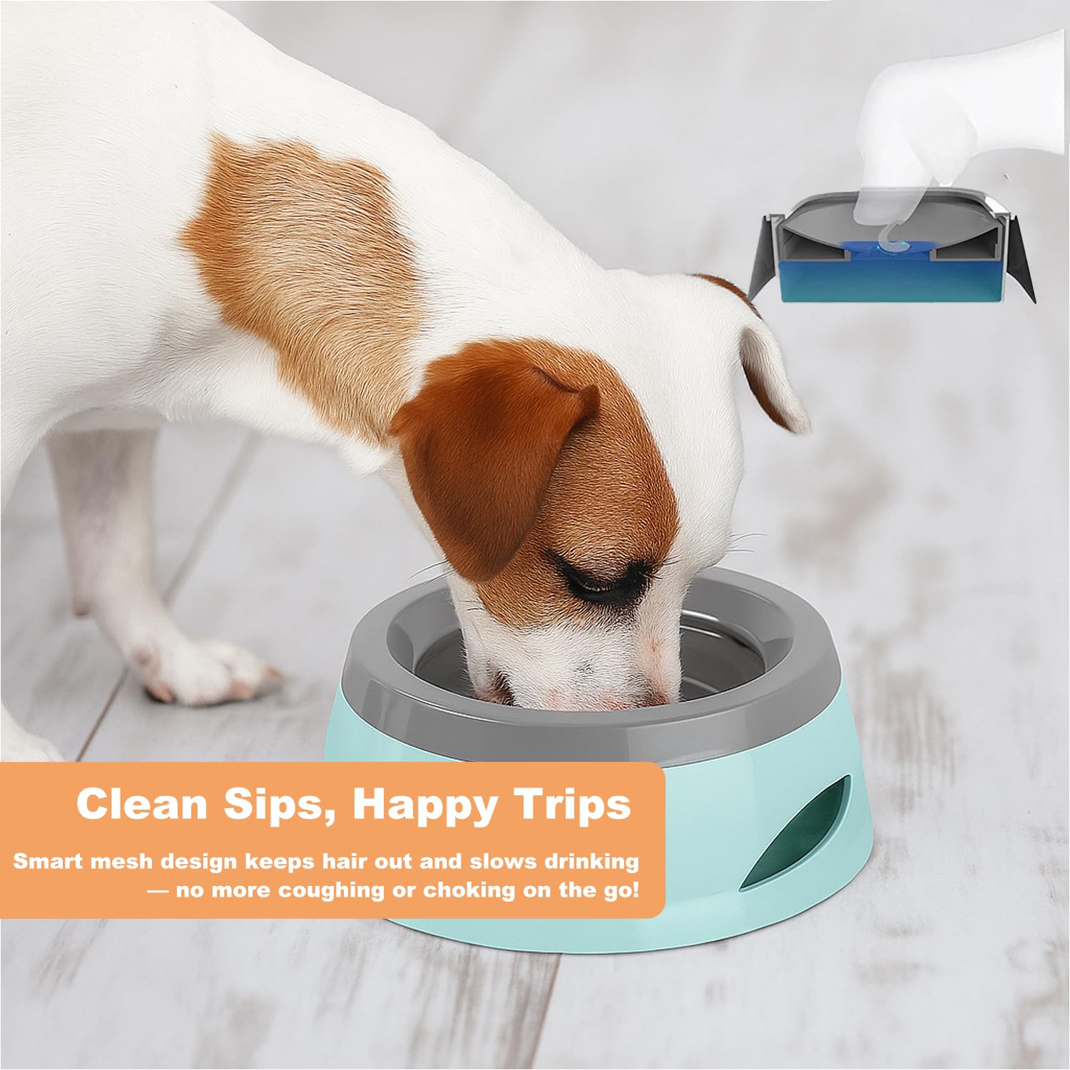 WainHan Kein Verschütten Haustier Wassernapf groß | Katze Wassernapf | Hund Wassernapf Reise groß | Kein Rutschen Haustier Langsam Wassernapf | Road Trip Pet Wassernapf 297 g (Babyblau)