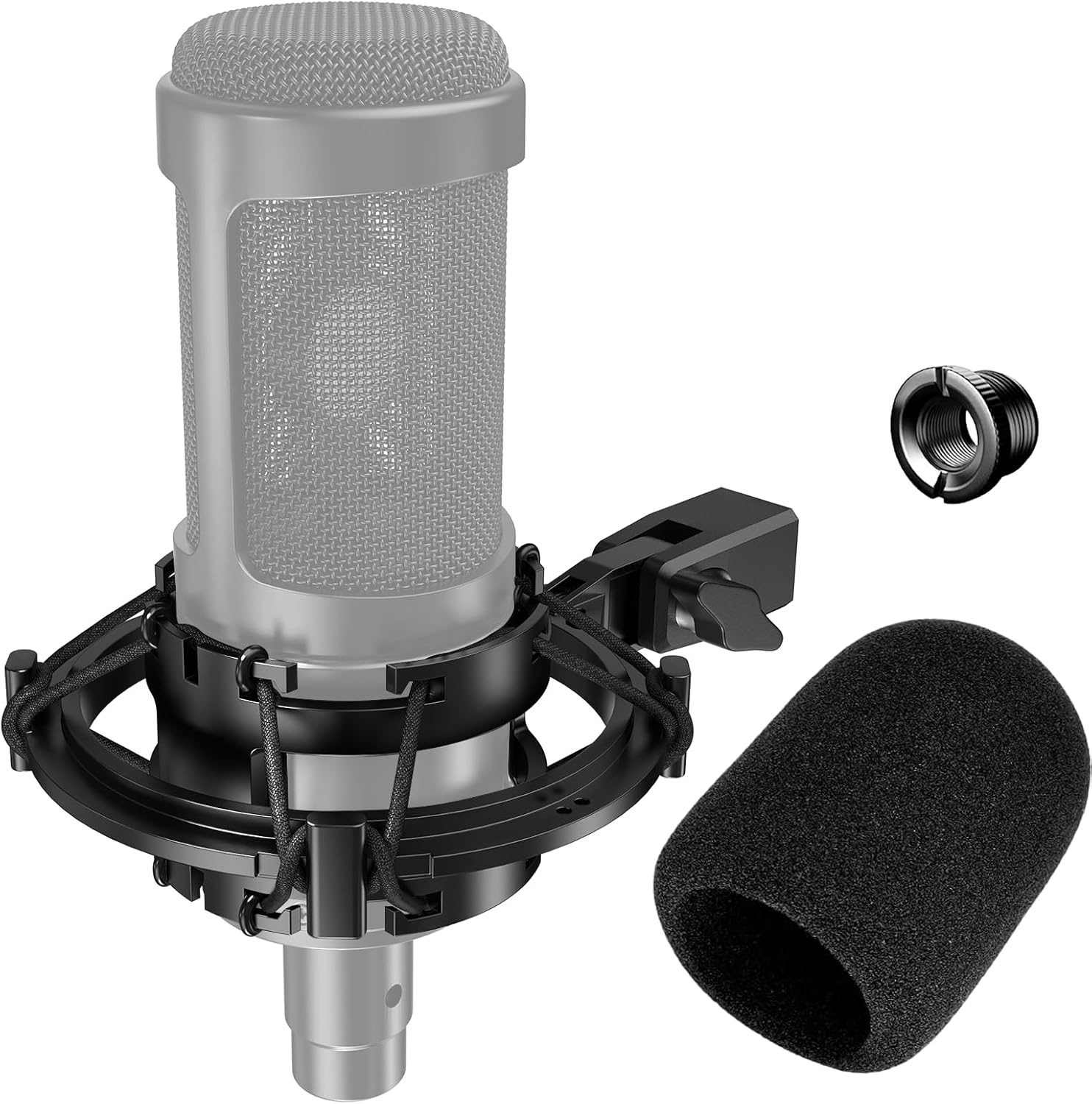 Custom Built Shock Mount with Pop Filter for AT2020 Microphones, Reduces Vibration Noise and Shockmount Improve Recording Quality for Audio Technica AT2020 AT2020USB+ AT2035 AT4040 Condenser Mic