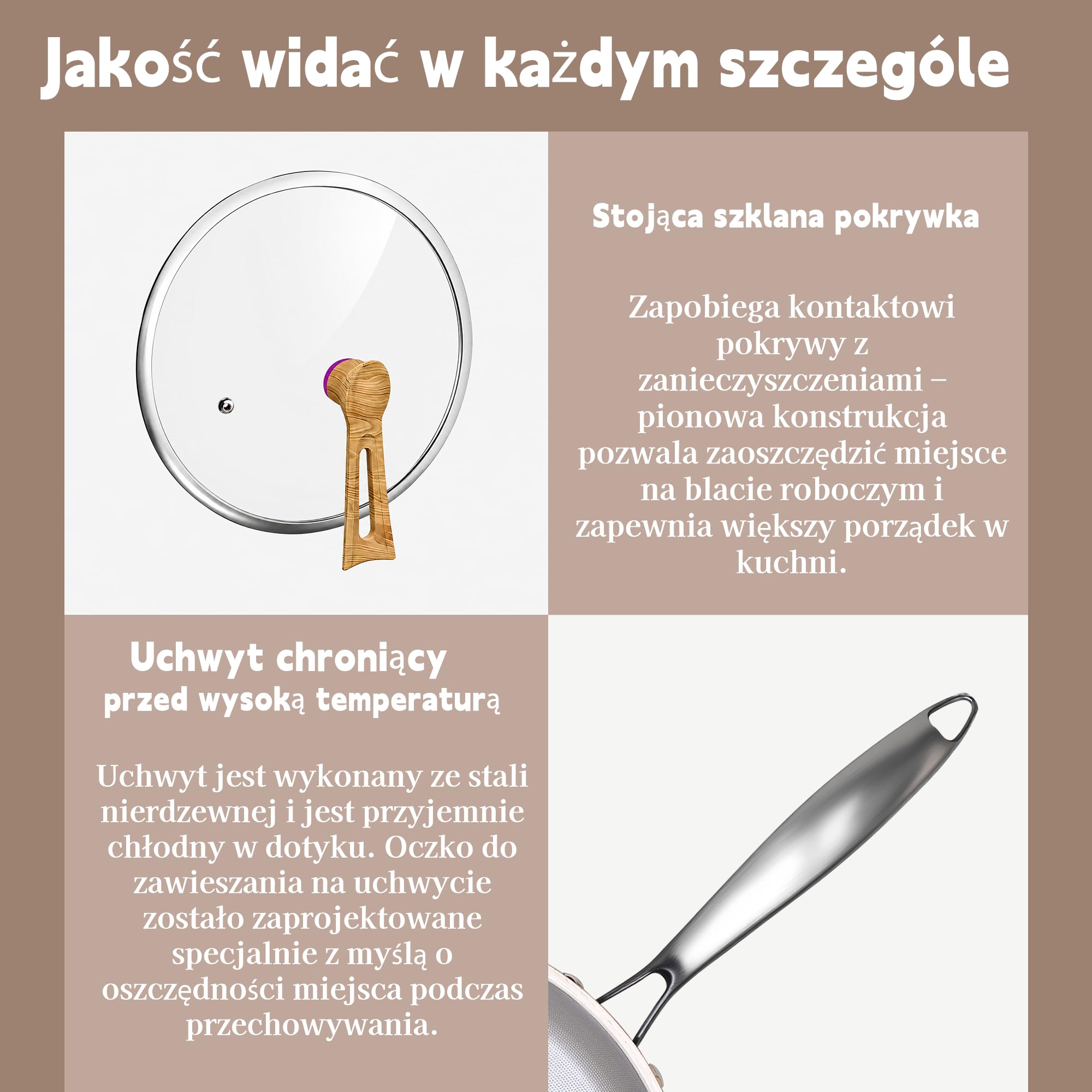 SSGP Patelnia z tytanu 28cm 3-warstwowa, bez PFOA | łatwy do czyszczenia, odporny na rdzę, nieprzywierający, z pokrywką