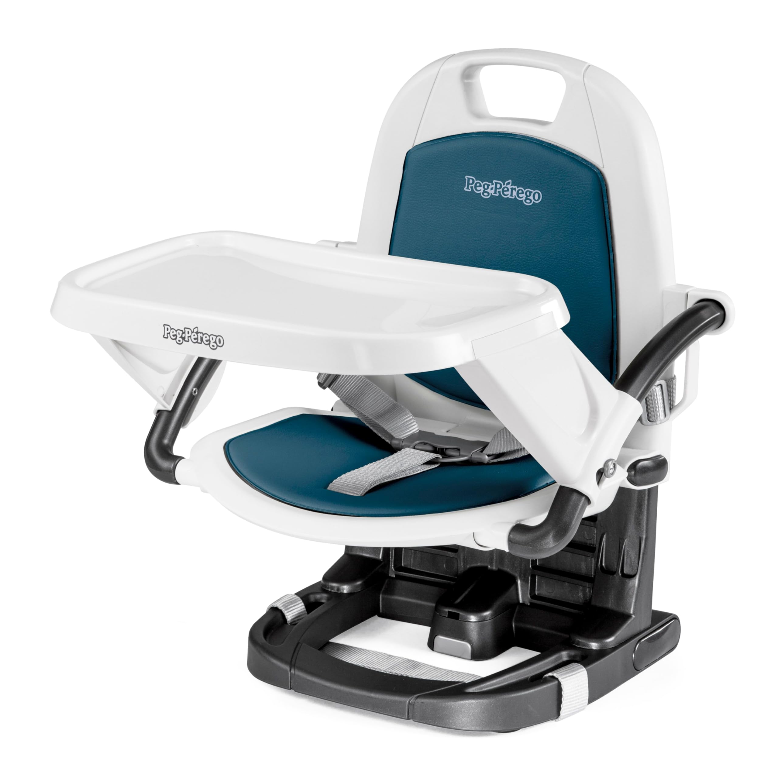 PEG Siège Rehausseur Rialto, Chaise Haute Portable et Réglable pour Bébé, Pliable et Compacte, Tablette Amovible, Idéale pour les Voyages et les Enfants de 6 mois à 3 ans (0-15 kg), Couleur Pétrole