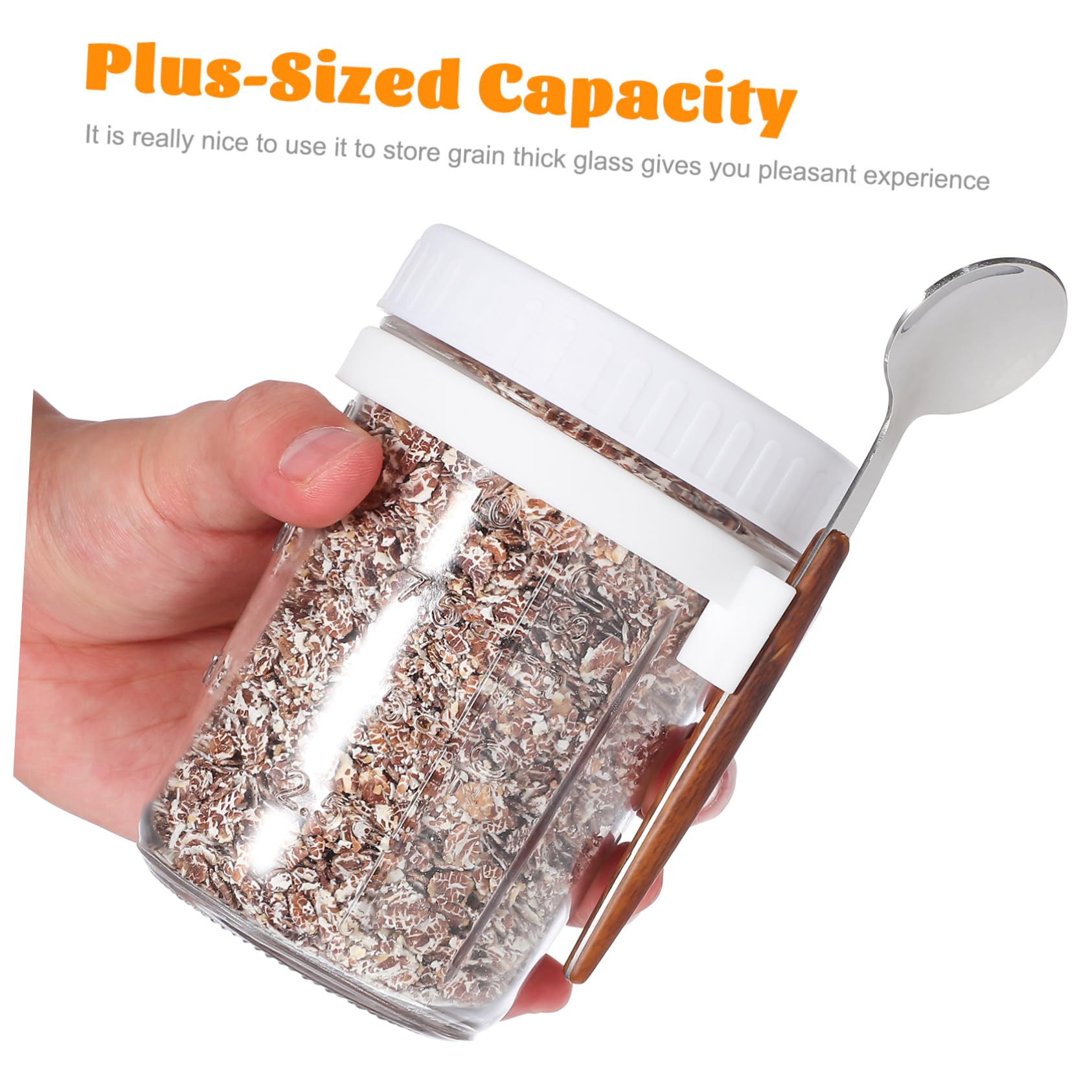 Vorratsdose Glas mit Holzdeckel 4 Stück 400ml Luftdichtes Aufbewahrungsglas mit Löffel für Müsli Büro und Wohnheim