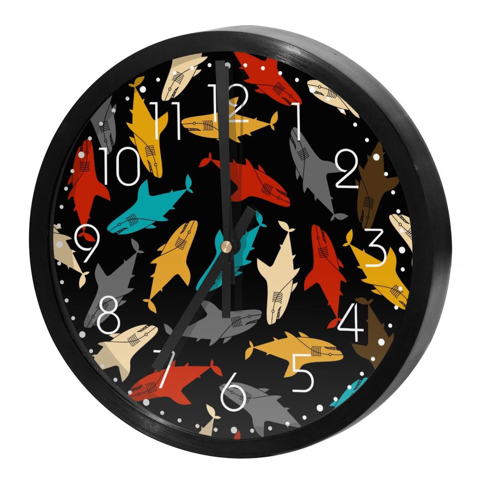 Horloge murale silencieuse à quartz sans tic-tac à piles requin de mer