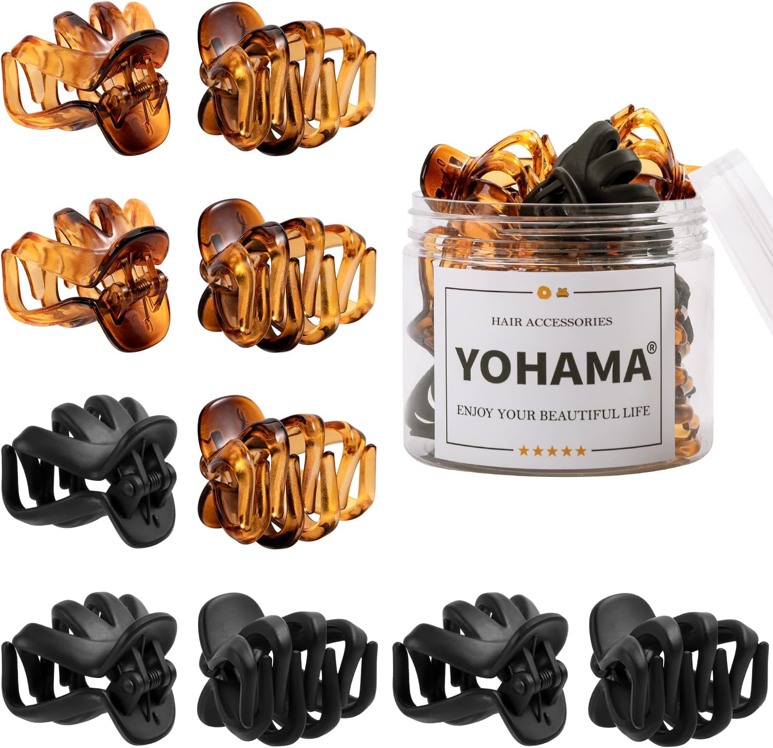 YOHAMA 10 pcs Hair Clips Medium Small 1.57 Inch Octopus Claw Clips 4cm Medium Jaw Clips Durable Strong Grip for Women Girls Thick Hair.