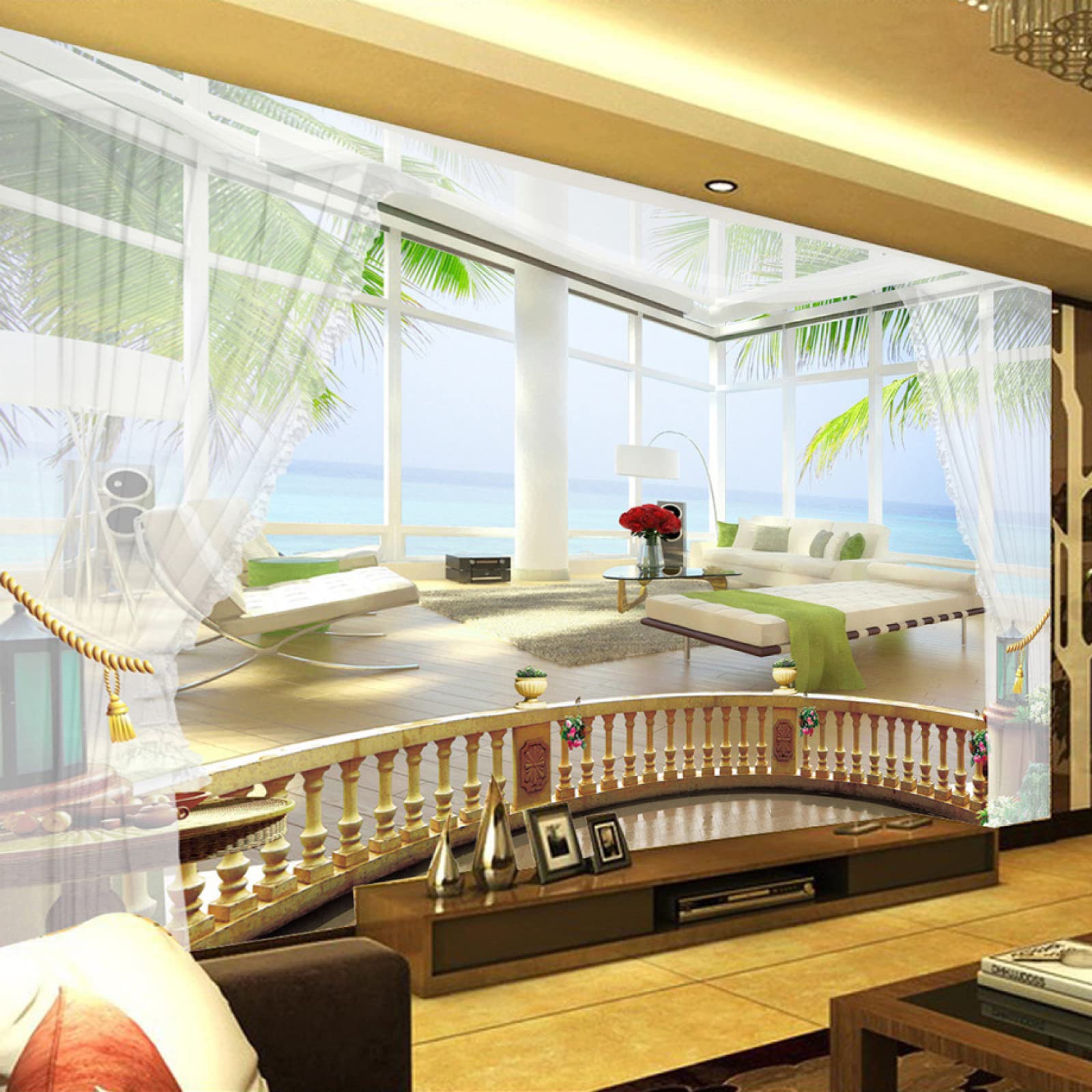 Papier peint 3D vue mer pour transformer votre balcon et salon en oasis