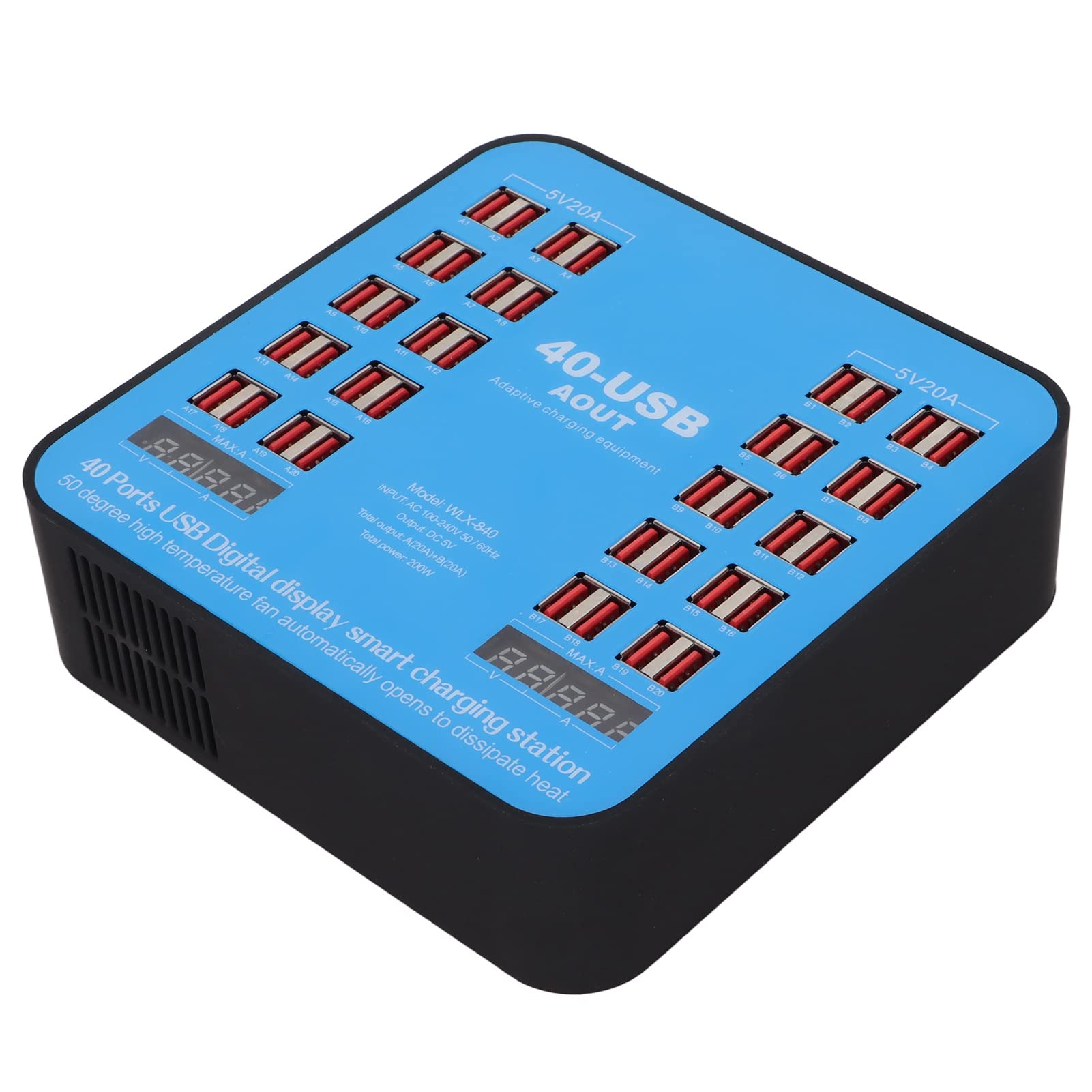 USB Charger USB Charging Station 40 Port 200W Multiport Phone Charging Hub for Multiple Devices Smart Phone Tablet Laptop Computer