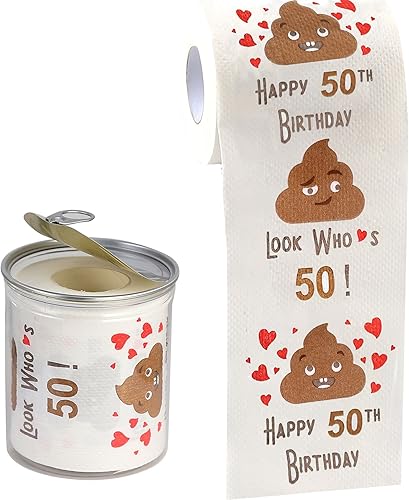 Regalos de 50 cumpleaños para mujeres y hombres, rollo de papel higiénico de 3 capas, papel higiénico de 50 cumpleaños, regalo divertido de