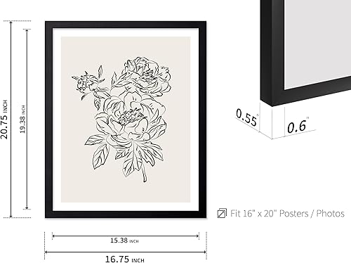 Miniatura 673 de Poster Master Póster de peonías – Estampado de flores retro – Ilustración floral – Ilustración en blanco y negro – Diseño de línea y abstracto –
