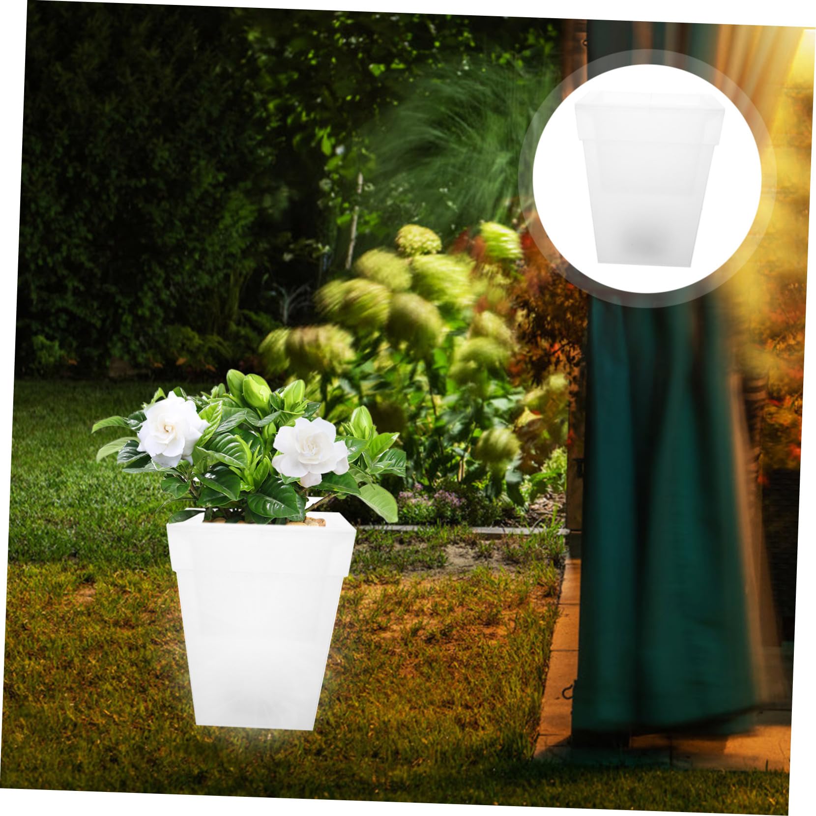 LALAFINA Lampada Fioriera Solare Bianca da Giardino 4 LED e Plastico | Decorazione Luminosa Realistica, per Piante e Cortili, Ip44, 1, 2v 300mah, per Feste All'aperto