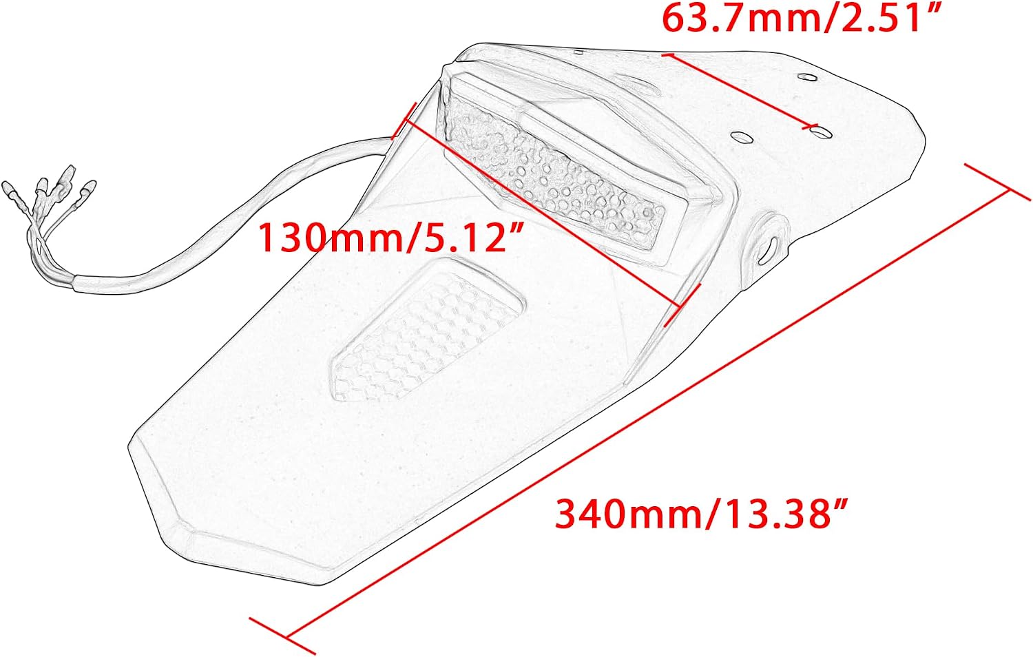 LED Tail Light,Motorcycle Rear Fender Brake Turn Signal Compatible with Motocross Enduro Dirt Bike-White