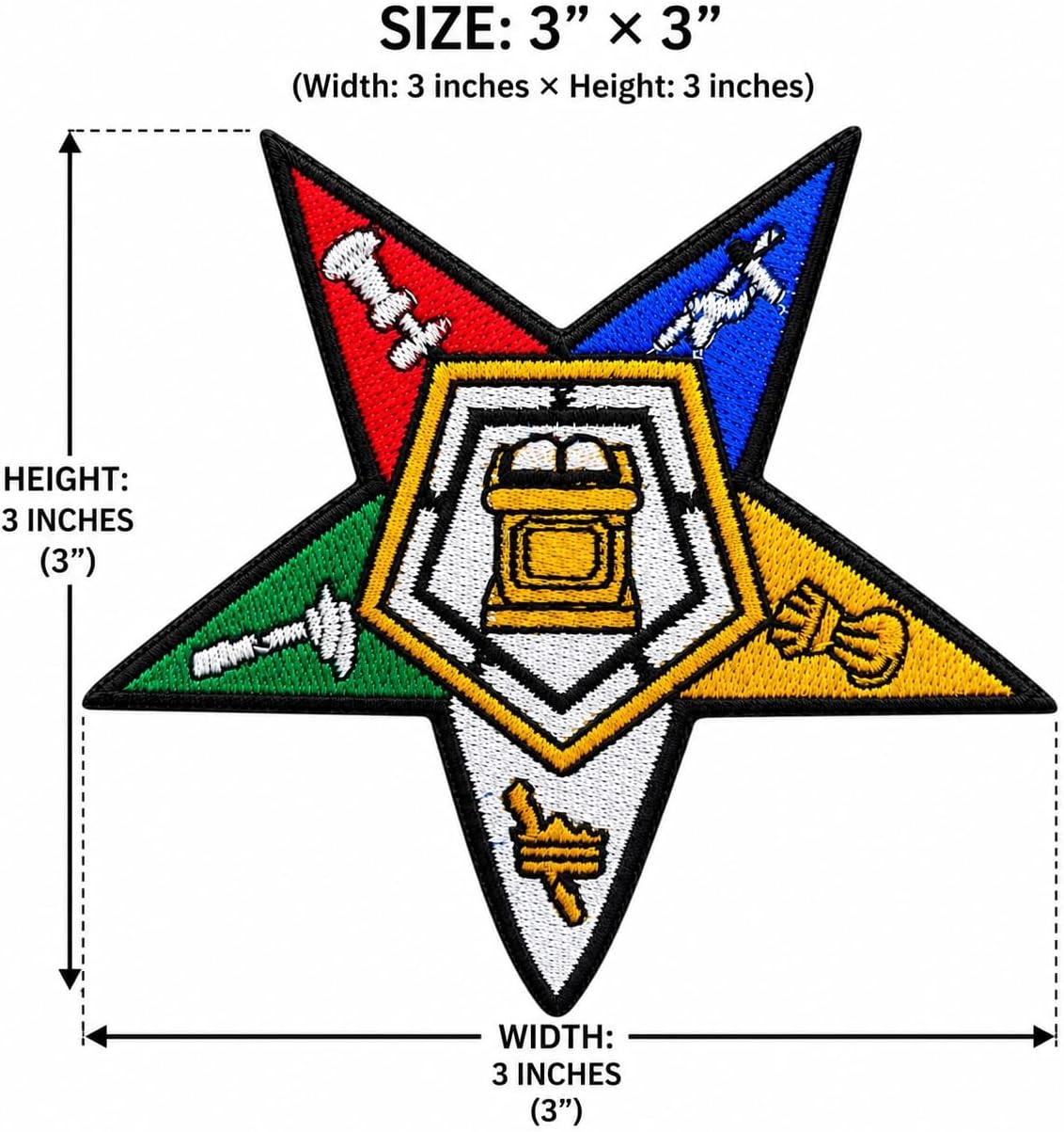 6 PCS Sets Order of the Eastern Star Iron on Embroidery Patch