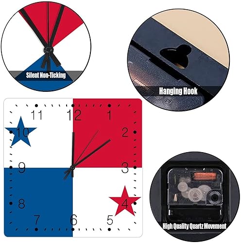 Miniatura 5 de Reloj de Panamá para pared, bandera de Panamá, retro, estilo granja, relojes de madera, bandera nacional, reloj de recuerdo silencioso, sin tictac,