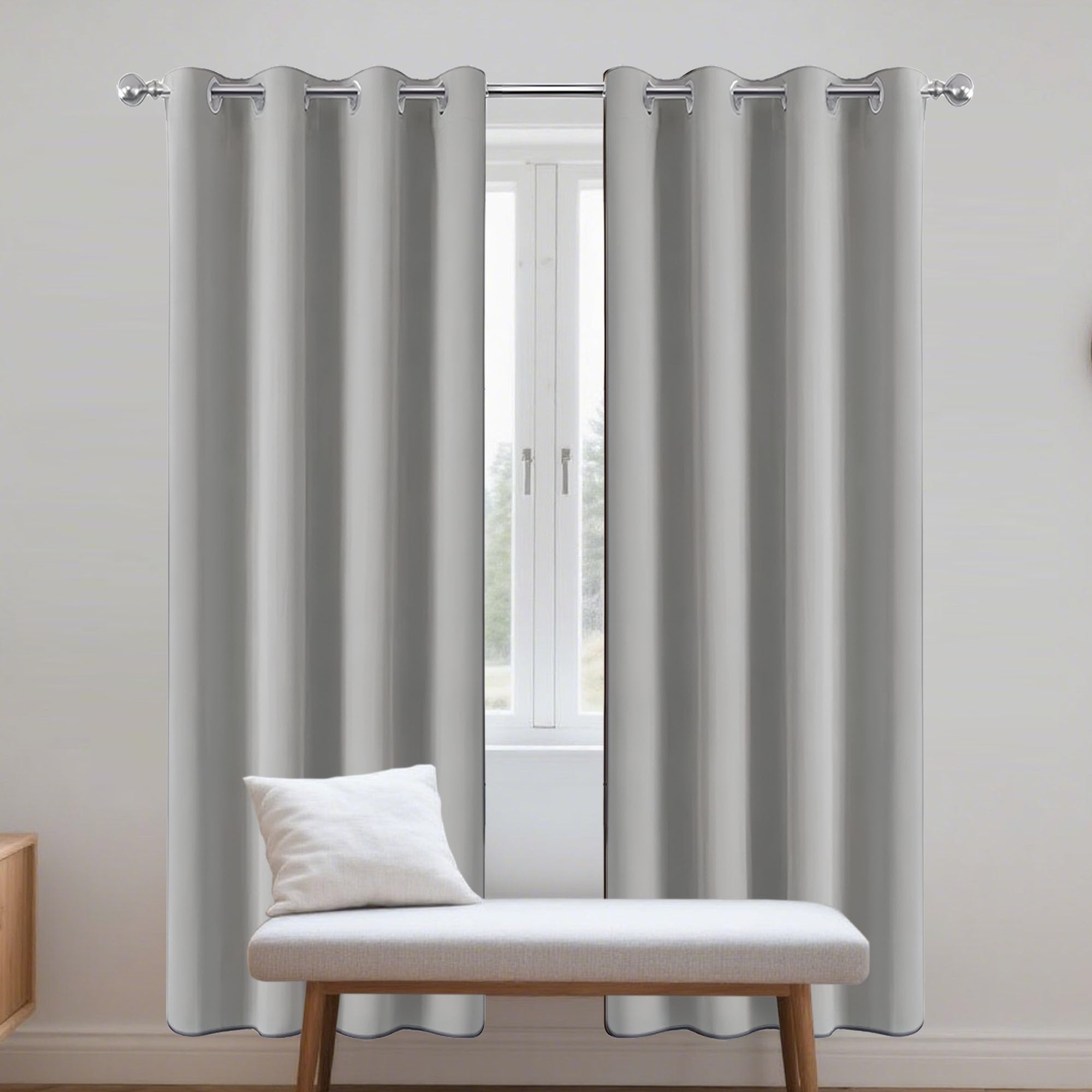 Rideau anti froid et bruit JIAFANG 250x330 occultant gris clair
