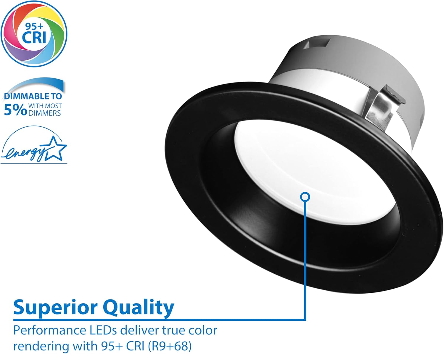 DLR4(v6) 4-inch Black Selectable Recessed LED Downlight (DLR4607120SBK)