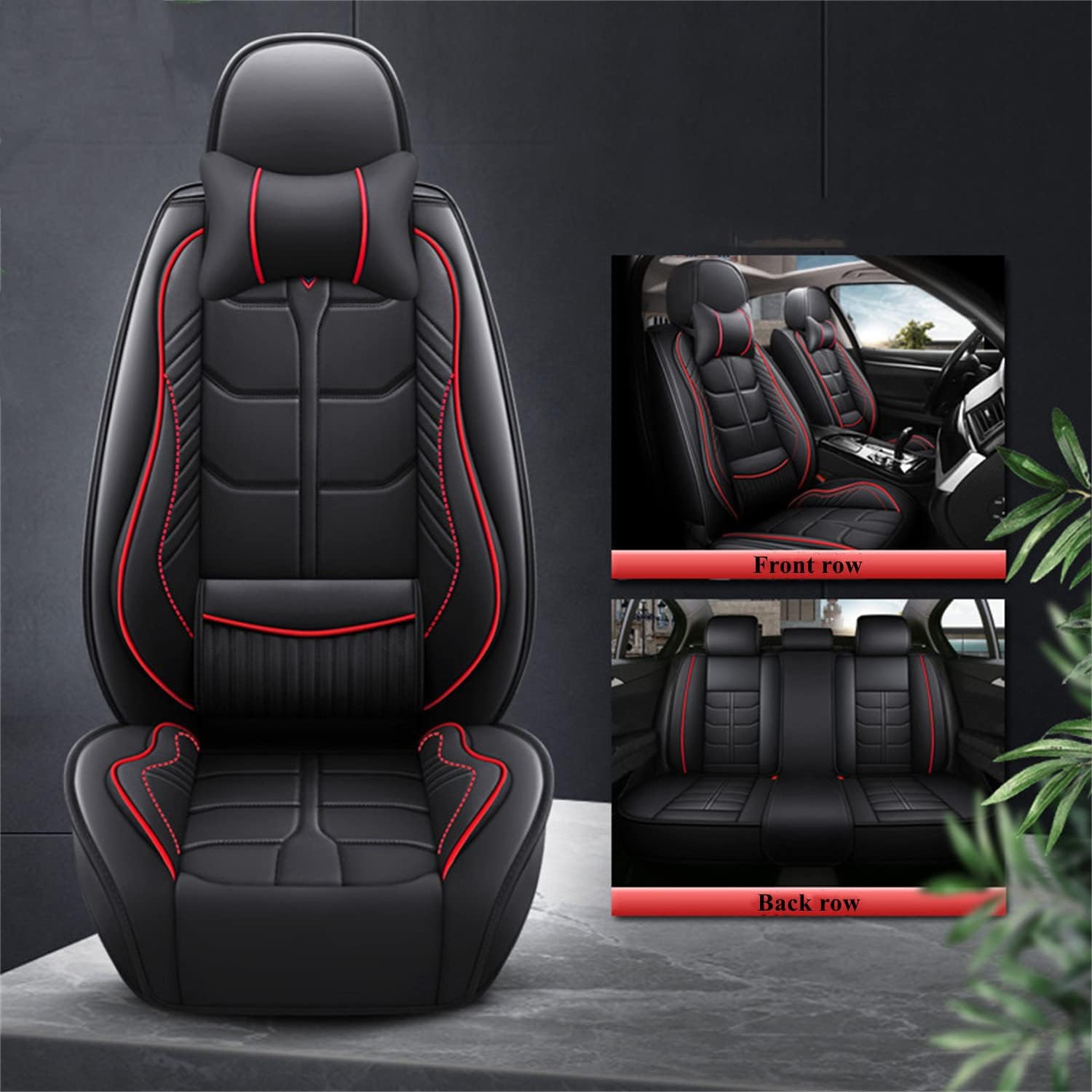 Coche Juegos De Cubreasientos para Subaru Legacy BM/BR 5. Gen 2010 2011 2012 2013 2014 2015, Impermeable Transpirable Fundas Interior Accesorios,A/Blackred- Withpillow
