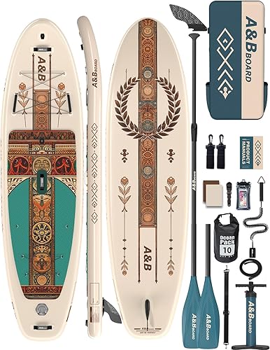 ABBOARD - Tabla inflable de remo para pescar, extra ancha, con accesorios de sup para jóvenes y adultos