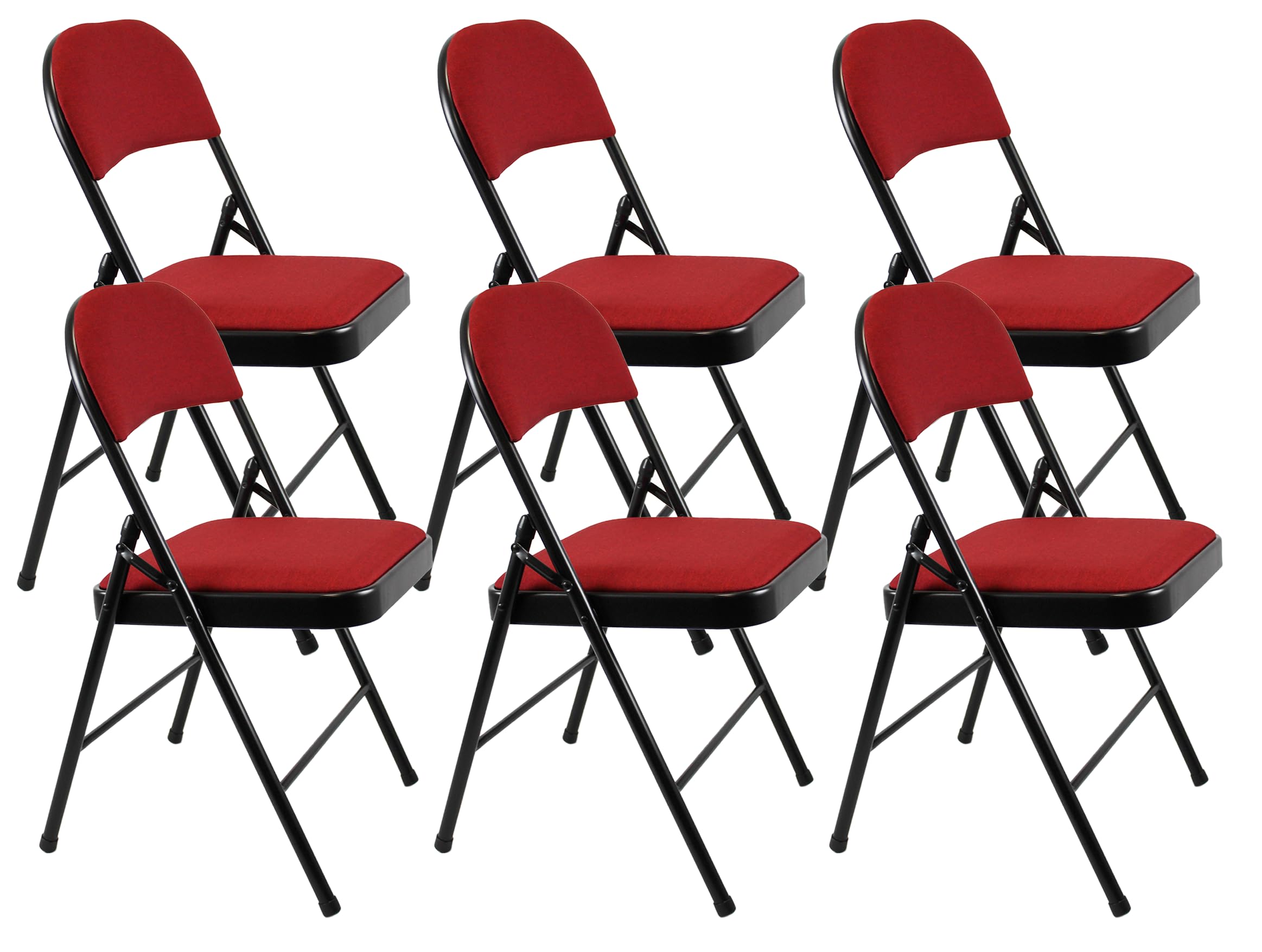 Meta Steel Frame with Fabric Seat Padded Office Work Study Party Dining Folding Chair (6, Red)