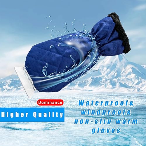 Miniatura 6 de Rascador de hielo con guante, guante rascador de automóvil antiarañazos con forro grueso, rascador de parabrisas impermeable para invierno para