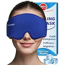 Cooling Gel Eye Mask Sleep: FSA -HSA Eligible, Cold Compress for Puffy Eyes &amp; Migraine Relief - Reusable Gel Weighted Sleeping Mask for Dark Circles &amp; After Surgery, Flexible Ice Pack for Face(Blue)