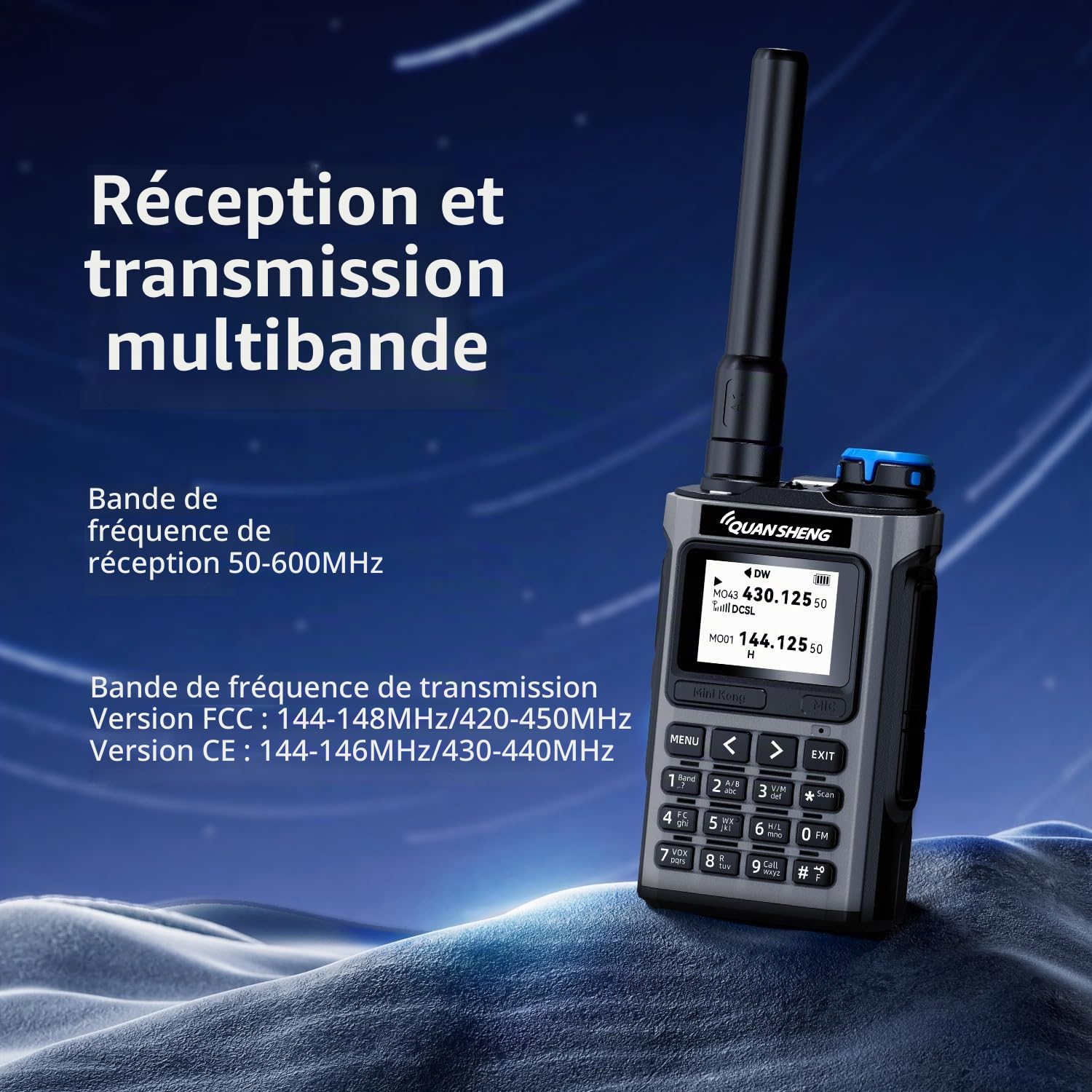 QUANSHENG UV-K1 Walkie Talkie Handheld Ham Radio, Air Band Receive 50-600MHz, Wireless Copy, One Key Frequency Match, Type-C Charging, NOAA Weather, 200 Channels, VOX, Portable Two Way Radio