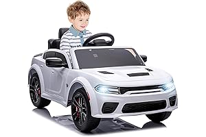 12V Kids Electric Sports Car Ride On Toy Dodge Charger SRT Hellcat White