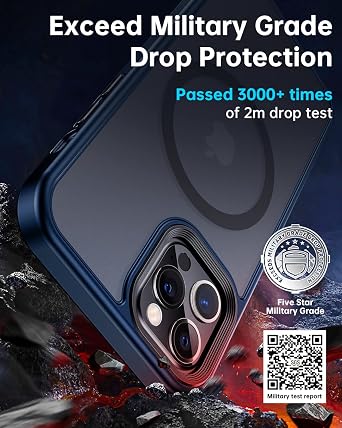 Meifigno Magnetic Case Designed for iPhone 12 Pro Max Case, [Military Grade Protection & Compatible with MagSafe], Translucent Matte Back with Soft Silicone Edge, for iPhone 12 Pro Max 6.7 Inch, Blue