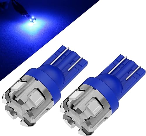 PHINLION 194 bombillas LED azul superbrillante 168 2825 W5W T10 cuña 6-SMD 3030 chipsets LED bombillas de repuesto para mapa interior del coche,