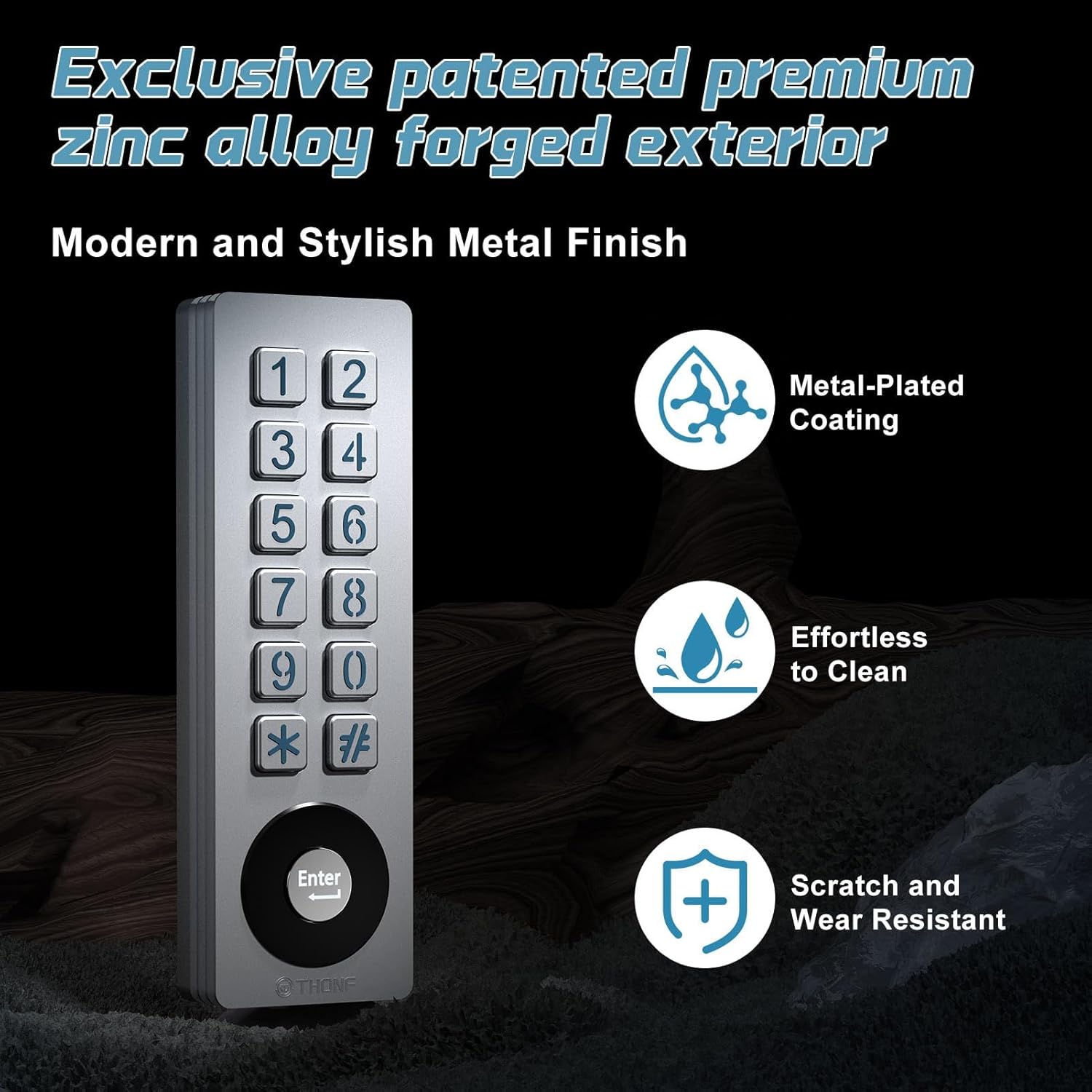 Universal Garage Door Opener Wireless Keyless Keypad for LiftMaster Chamberlain Genie Craftsman Linear Wayne Dalton Openers Produced, Metal Case Keyless Garage Door Access System (Rectangular)