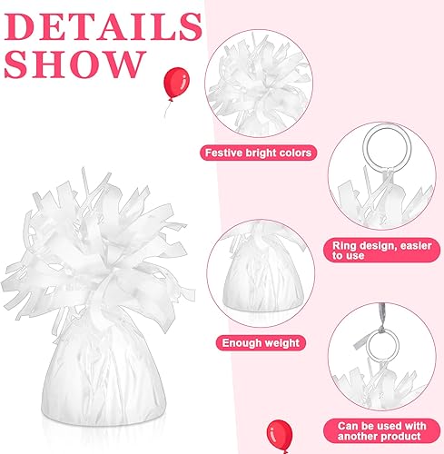 Miniatura 3 de 24 piezas de pesas metálicas para globos de helio, pesos pesados de mesa y 1 rollo de cinta prensada iridiscente para cumpleaños, boda, Halloween,