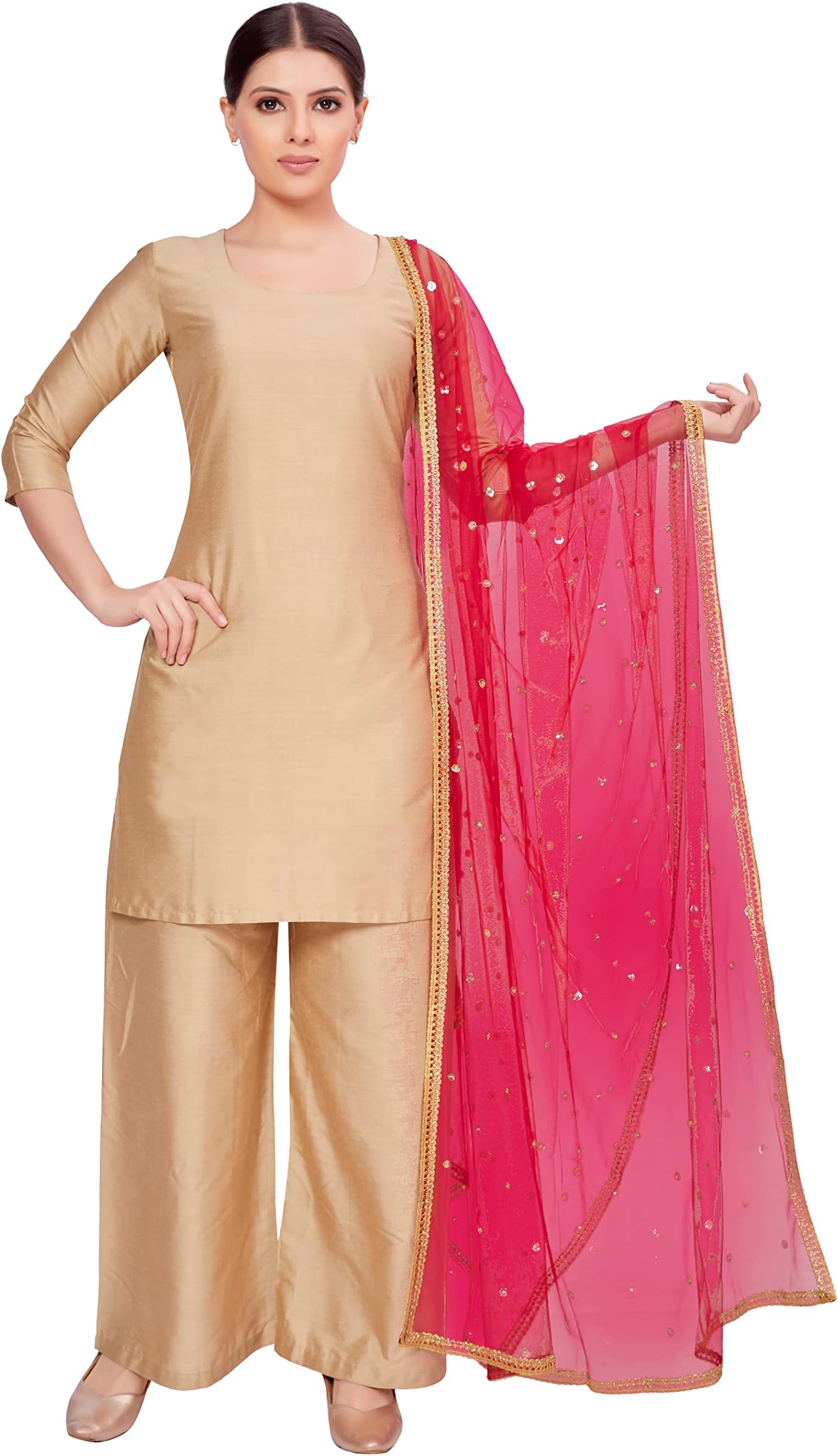 Women's Net Embroidered Full Size Dupatta (42" X 2.50 Meters)