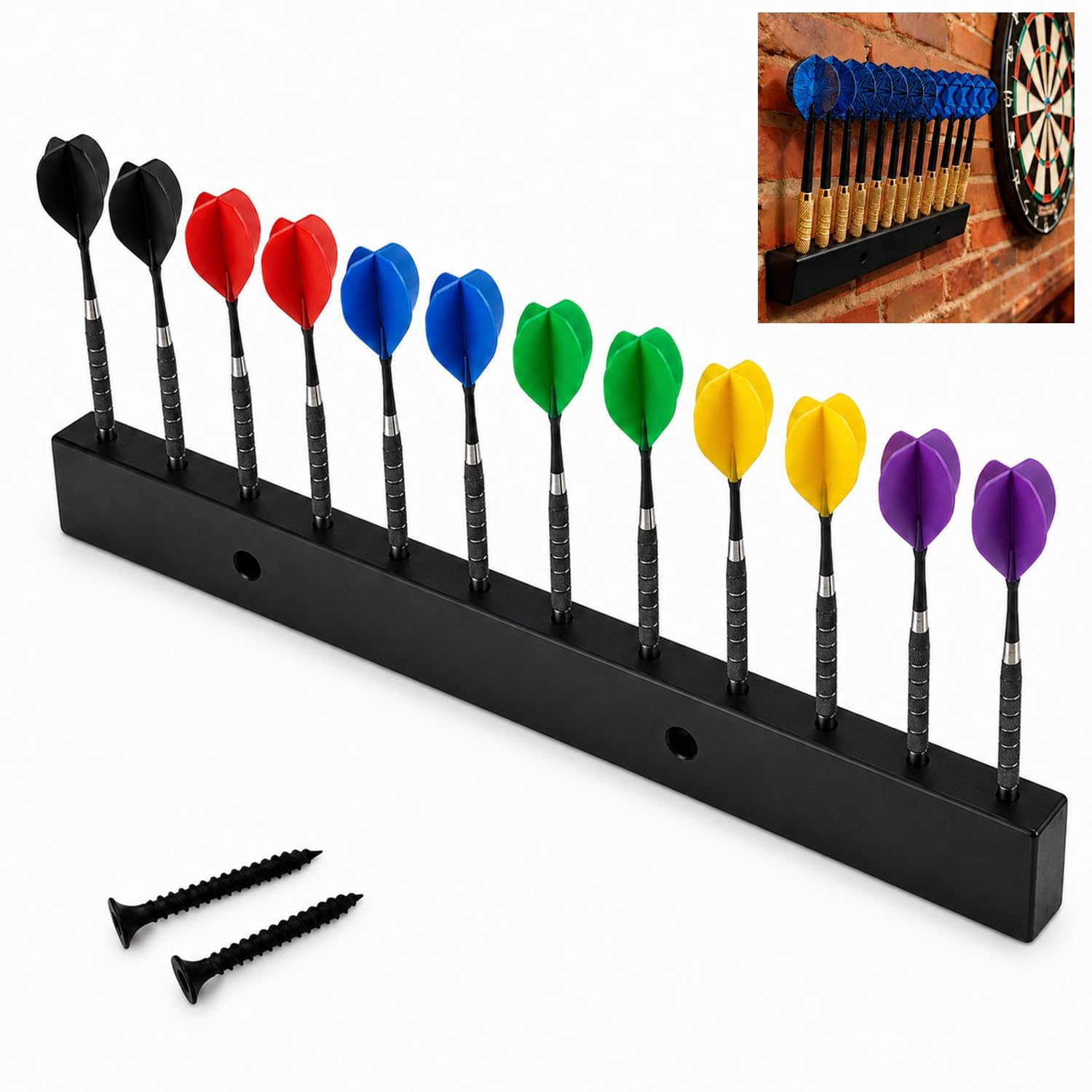 Darts Holder Wall Mounted With Screws, 12 Hole Dart Holder for Storage