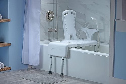 Miniatura 5 de Drive Medical Aquachair - Accesorio de banco de transferencia con protección de cortina, banco de transferencia ajustable para asiento de baño,