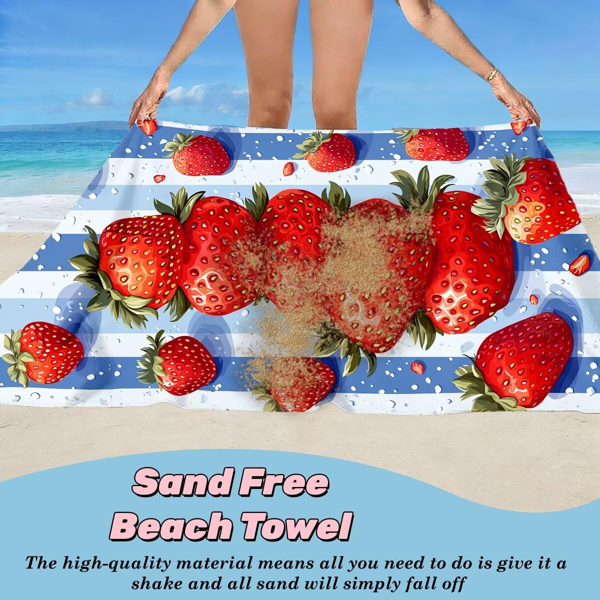 Toalla Playa 90x180 cm, Toalla Gimnasio Microfibra Secado Rapido, Juego de 2 Antiarena Toallas de Playa, Ligera Compacta Toallas Microfibra Grande para Viaje, Regalo Hombre Regalo Mujer (Fresa) -5047