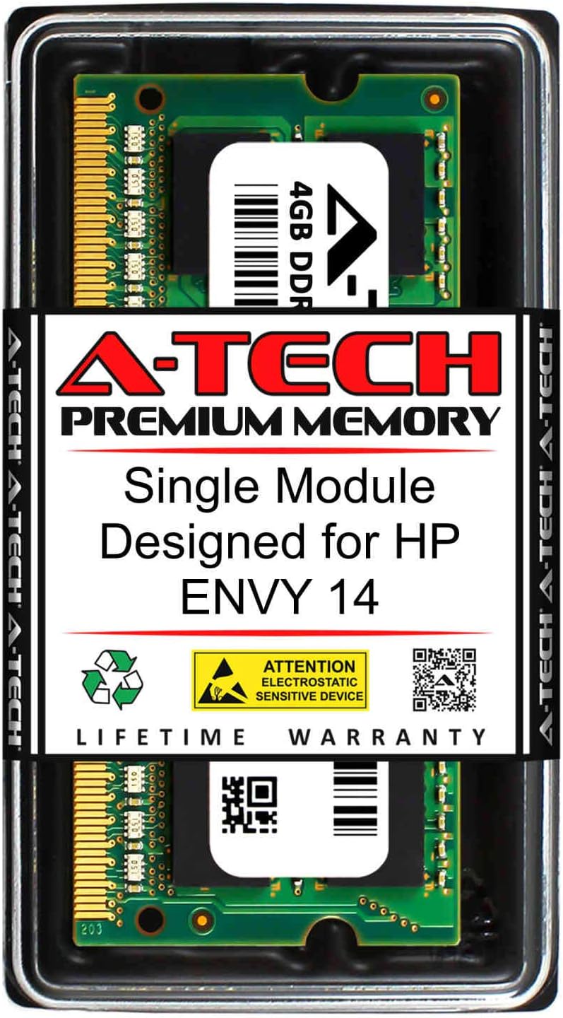 A-Tech 4GB RAM for HP Envy 14 | DDR3 1600MHz SODIMM PC3-12800 204-Pin Non-ECC Memory Upgrade Module