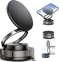 Suporte Magnético para Celular de Carro 360° Ajustável e Dobrável, Portátil com Ventosa Forte para Carro/Ginásio/Espelho/Superfícies Lisas, Compatível com Todos Smartphones (Preto)