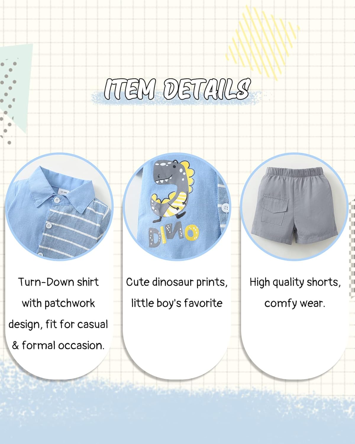 Toddler Boys Clothes Baby Boy Outfit Summer Shirt Little Boy Shorts Set Cotton Clothes for Boys - Image 5