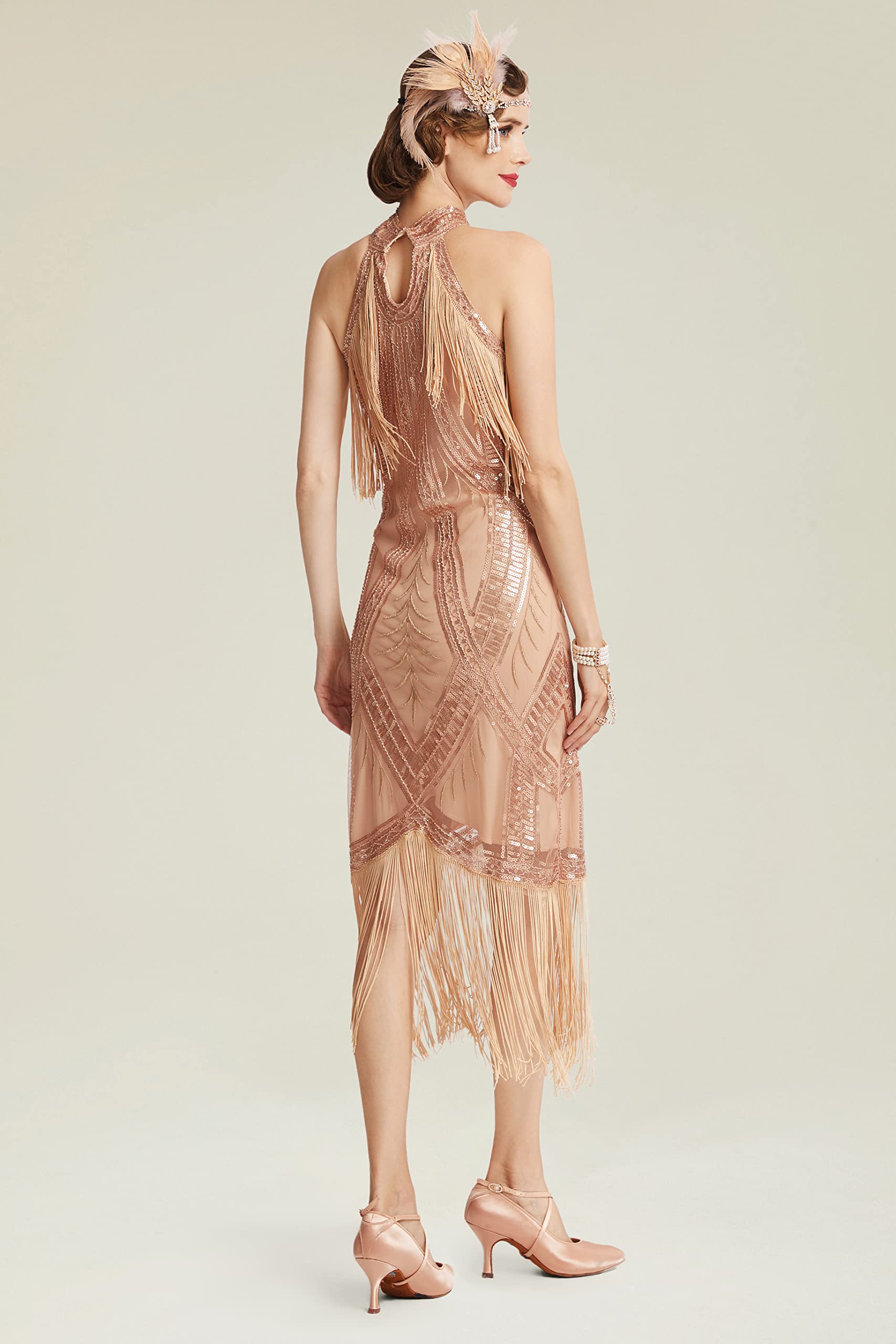 Babeyond Robe Style Vintage années 1920 à Longues Franges Style Gatsby