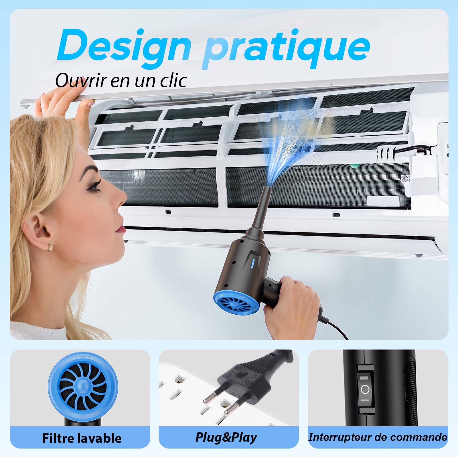 Souffleur Air Comprimé - Souffleur PC - 500W/5.74 oz - Dépoussiérant pour Clavier - Voiture - Canapé - Plus Vert