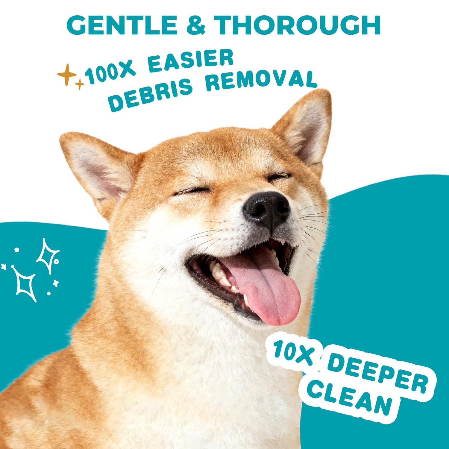 Pet Ear Cleaner Finger Wipes for Dogs, Cats, Gentle Alcohol-Free Formula, Removes Wax, Debris, 50 Count, Vet Approved, 4x8cm - image 2